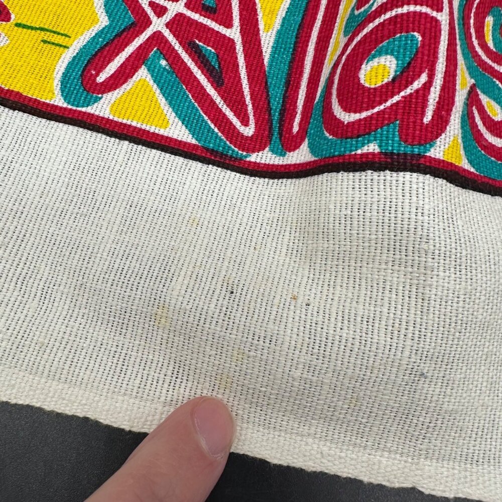 Vintage Alaska Souvenir Apron Map Cactus Cloth Mid Century Kitsch Yellow Red - Picture 8 of 9